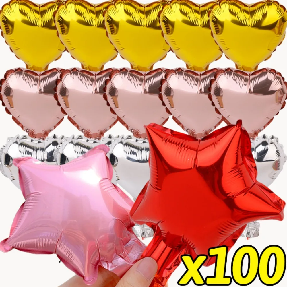 100/25PCS Small Five-pointed Star Heart Balloons 5inch Colorful Aluminum Film Balloon Valentine's Day Wedding Party Decorations