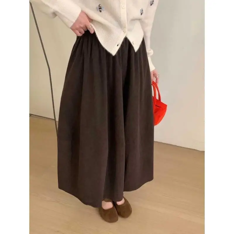 Saia feminina outono e inverno saia de veludo cintura alta emagrecimento uma linha saia casual elegante jovem versátil estilo coreano