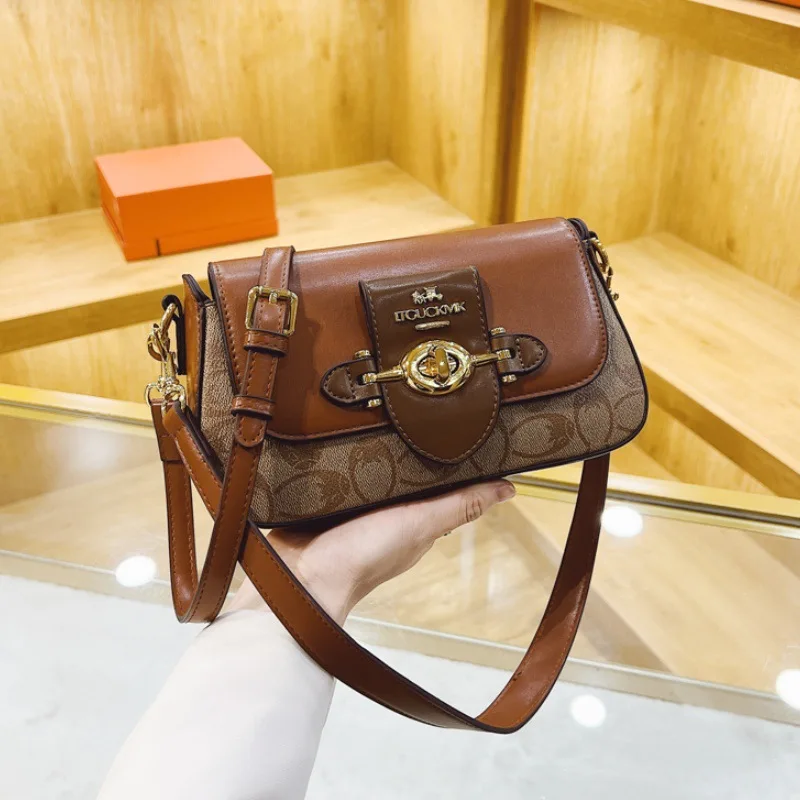 

Новая стильная модная сумка через плечо с ретро-принтом для женщин, элегантная и изысканная, универсальная и легко сочетается с другими предметами гардероба.