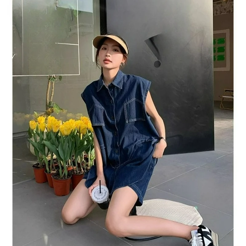 Denim Suit Women Small Summer New Designsense Sleeveless Shirt Shorts Salt Light Ripe Two-piece Set Comfortable Nichetemperament