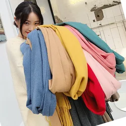 2024 New Beautiful Solid Color Selling Thick Cotton Cashmere Scarf Women's Popular All-matching Twill Cashmere Cape