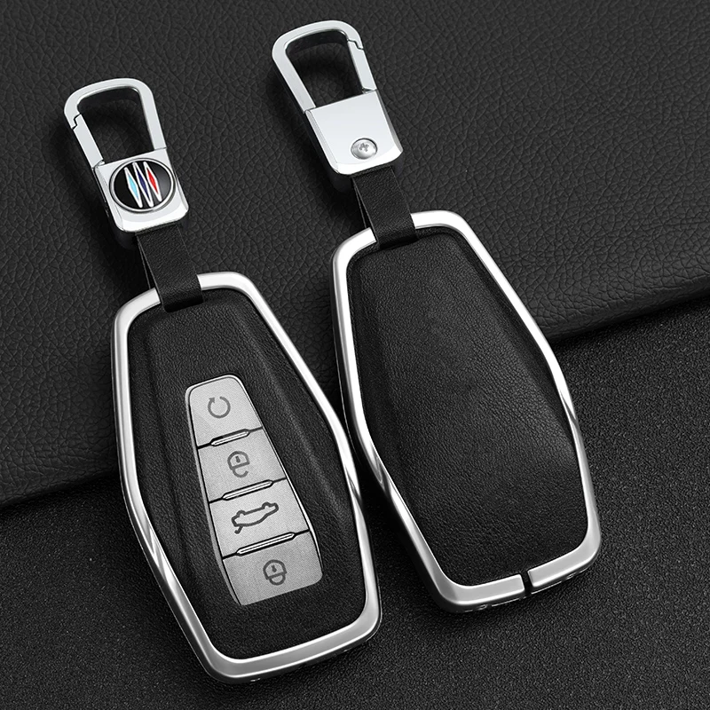 Metal Leather Car Key Case Cover For Geely Coolray X6 Emgrand Global Hawk GX7 Accessories