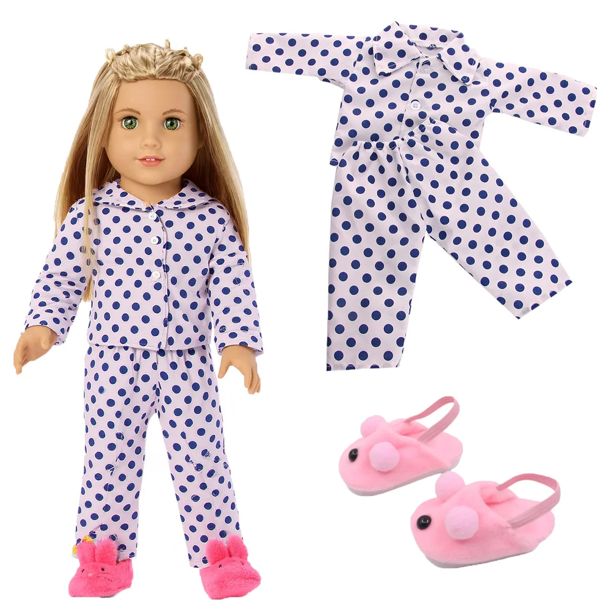 Doll Clothes Pajama  and Home slipper For 18Inch American Doll&43Cm Reborn Baby Doll Accessoires Our Generation Girl's Toys Gift