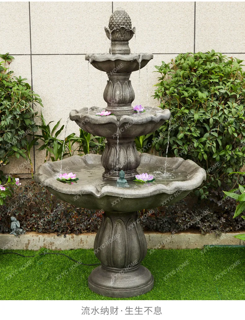 XChinese Outdoor Running Water Fountain Ornament Circulation Pool Courtyard Garden Villa Hotel Floor-to-ceiling Landscape