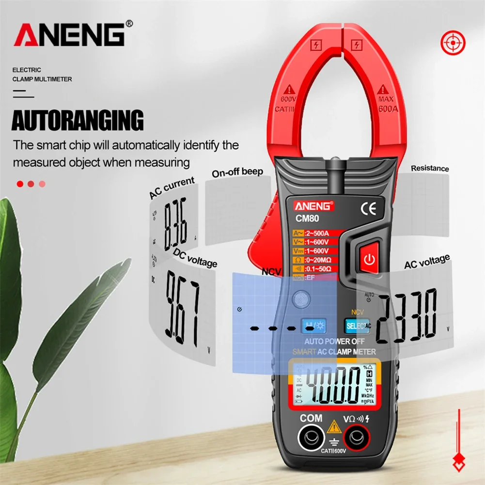 ANENG CM80 4000 Counts Smart Digital Clamp Meter DC/AC Current Voltage Resistance Tester Auto Range NCV Tester Multimeter