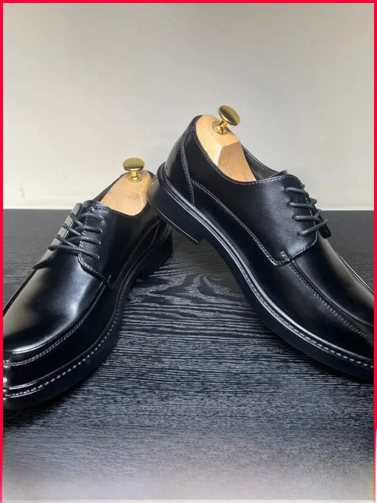 

High-End Men's Business Shoes Leather Rubber Bottom Low-Top Autumn Season Fashionable Single Shoes Formal Leather Shoes