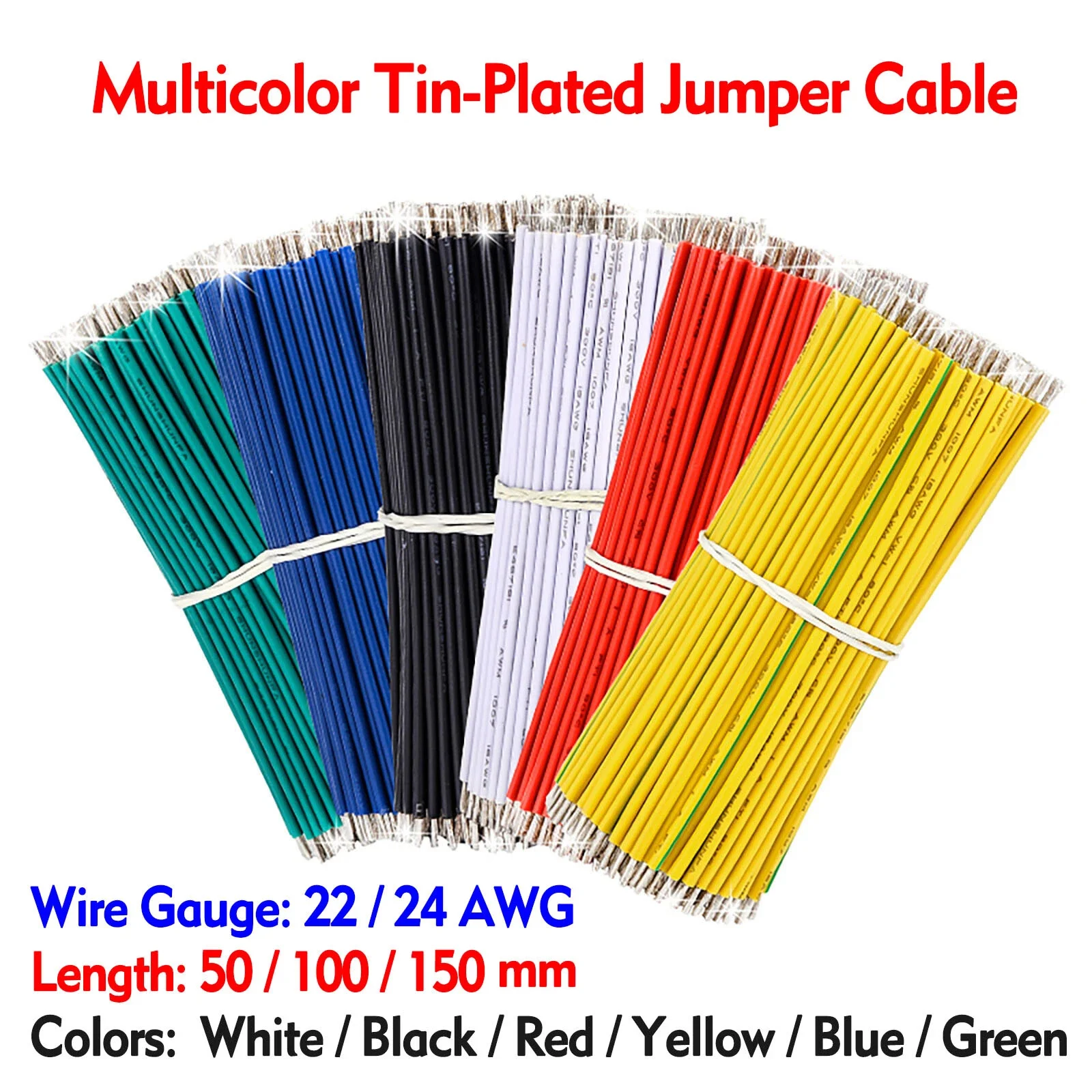 22AWG/24AWG Breadboard PCB Solder Cable Jumper Wire Dual-Head Tin Plating Welde Cable Electronic Line