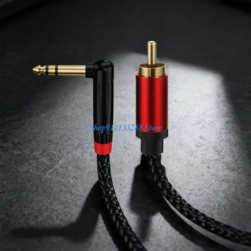 G88D Compactly 90Degree 1/4Inch Male RCAs Adapters Metal Housing for Instrument