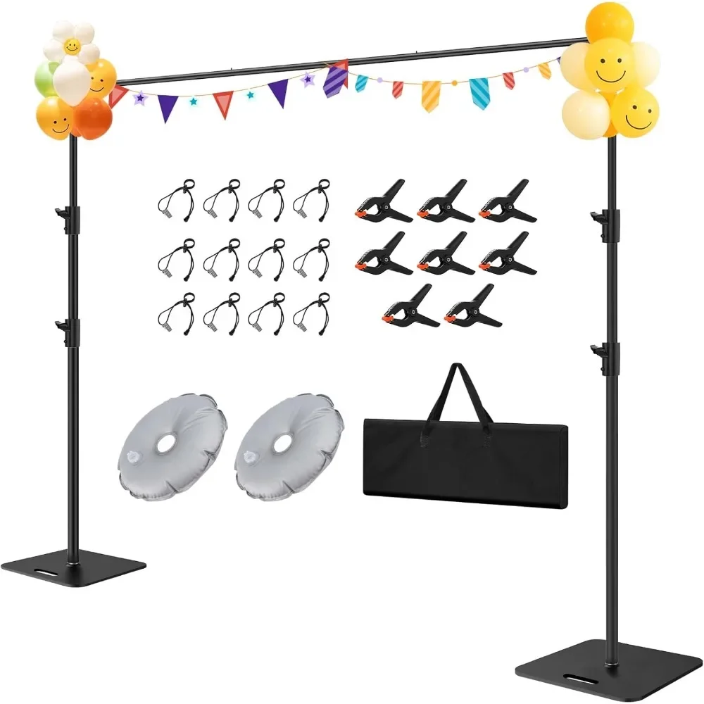 

Heavy Duty Backdrop Stand with Base, 10ftx10ft Pipe and Drape Stand Adjustable for Parties Wedding Birthday Decoration