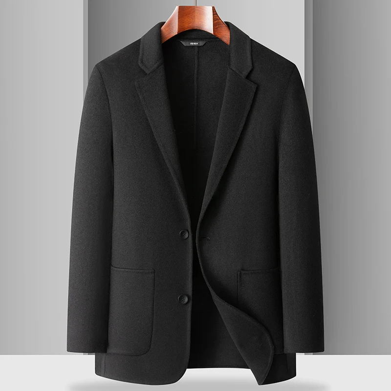 Outono/inverno lã de ovelha ao ar livre nova moda masculina tudo tendência estilo britânico negócios blusão médio longo casaco de lã