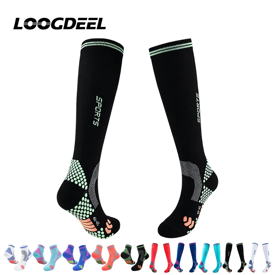 

Loogdeel Compression Running Socks Professional Hiking Cycling Elastic Sports Socks Terry Sole Mesh Silver Badminton Socks