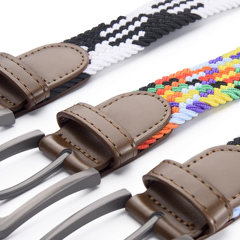2026 New Design Men Belt Colored Woven Elastic Women Universal Waist Pants Shorts Casual Fashionable Accessories Wholesale Sales