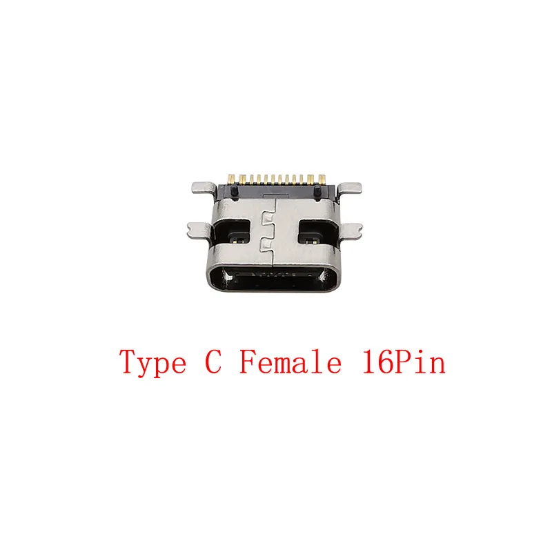 10Pcs USB Type C Connector 16 Pin Female Charging Port PCB Soldering DIY Repair USB-C Adapter 16P USB Type-C Socket Connectors