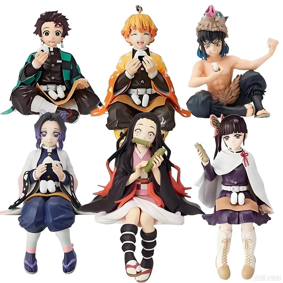 10-15cm Anime Demon Slayer Figures Kamado Tanjirou Nezuko Sitting Posture Action Model PVC Desktop Ornament Collection Toy Gifts