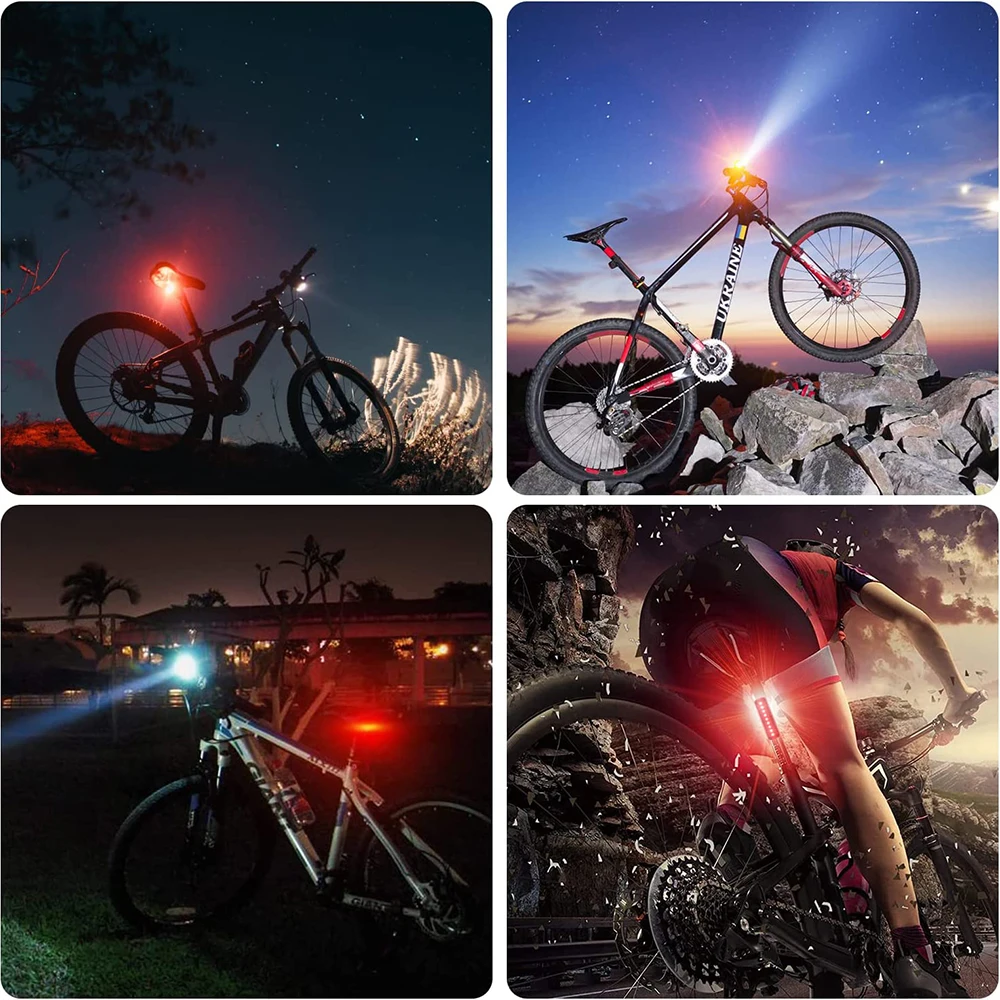 TRLIFE 12LED 10000MAH Bike Light USB Rechargeable Bicycle Light Waterproof MTB Bike Accessories and Rear Lights Set