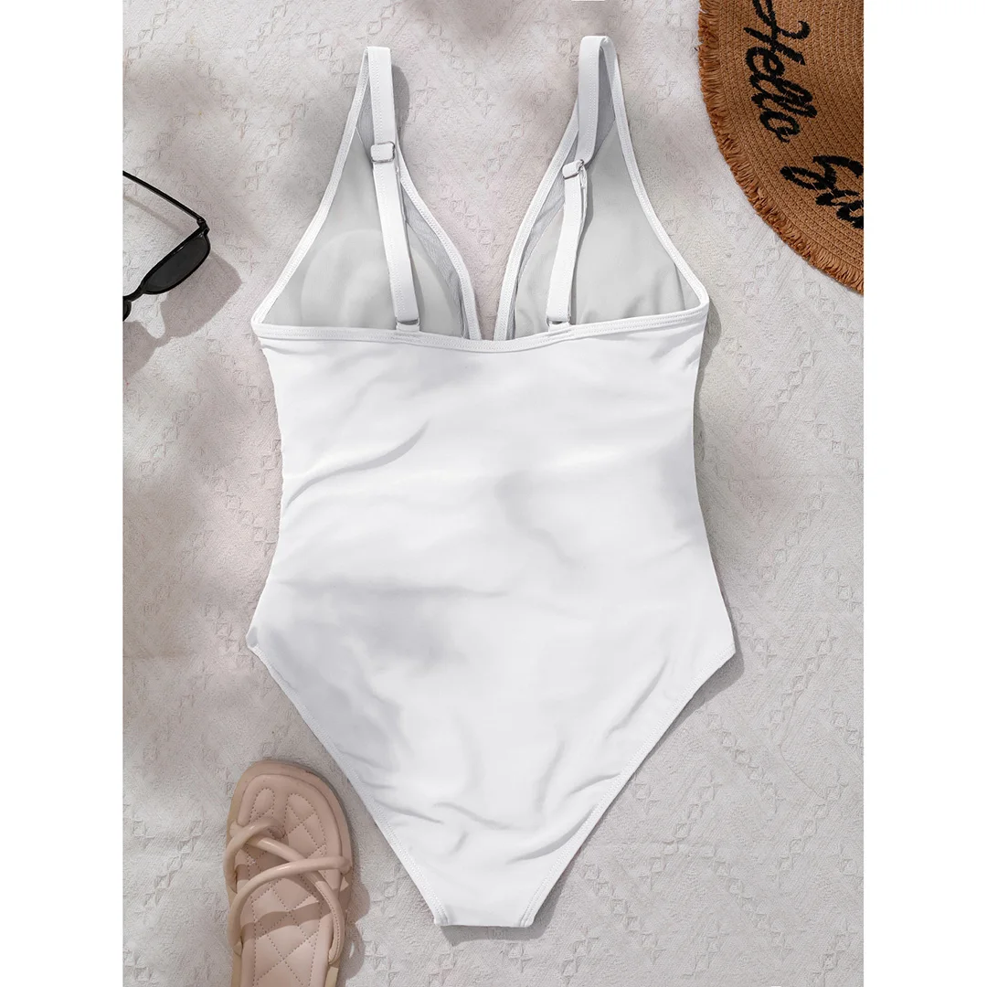 S - XL Neuer sexy, durchsichtiger Badeanzug mit V-Ausschnitt für Damen, einteiliger Badeanzug, Monokini mit hohem Beinausschnitt, Badebekleidung, Badeanzug, Modell V5136 – Detail 27