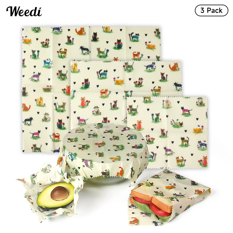 

WEEDI Eco-Friendly Beeswax Cloth Wrap For Food, Zero Waste, Reusable & Organic Food Wraps, Reusable Sandwich Wrap & Bowl Covers