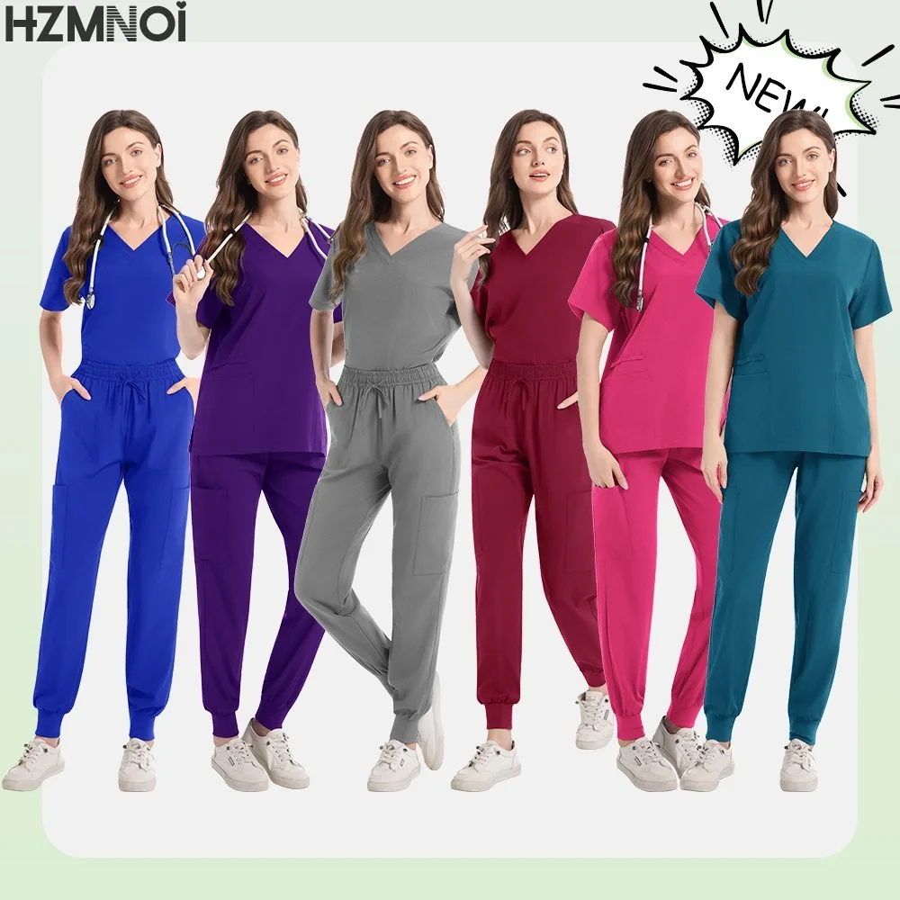 Short Sleeved Men's Scrub Uniform Doctor's Work Suit Top and Pants Men's Hospital Nurse's Work Suit Laboratory Pharmacy Uniform