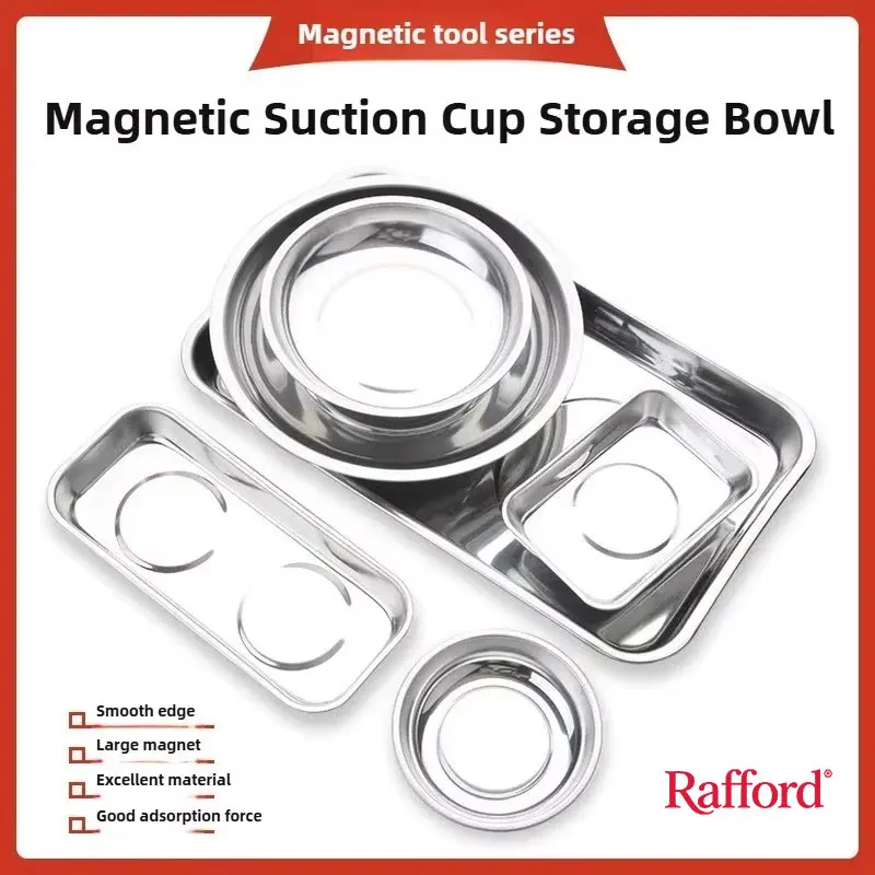 Rafford Round /Square Magnetic Bowl Durable with Magnetic Stainless Steel Parts Tray for Nuts Bolts And Screws Bits Suction Tool