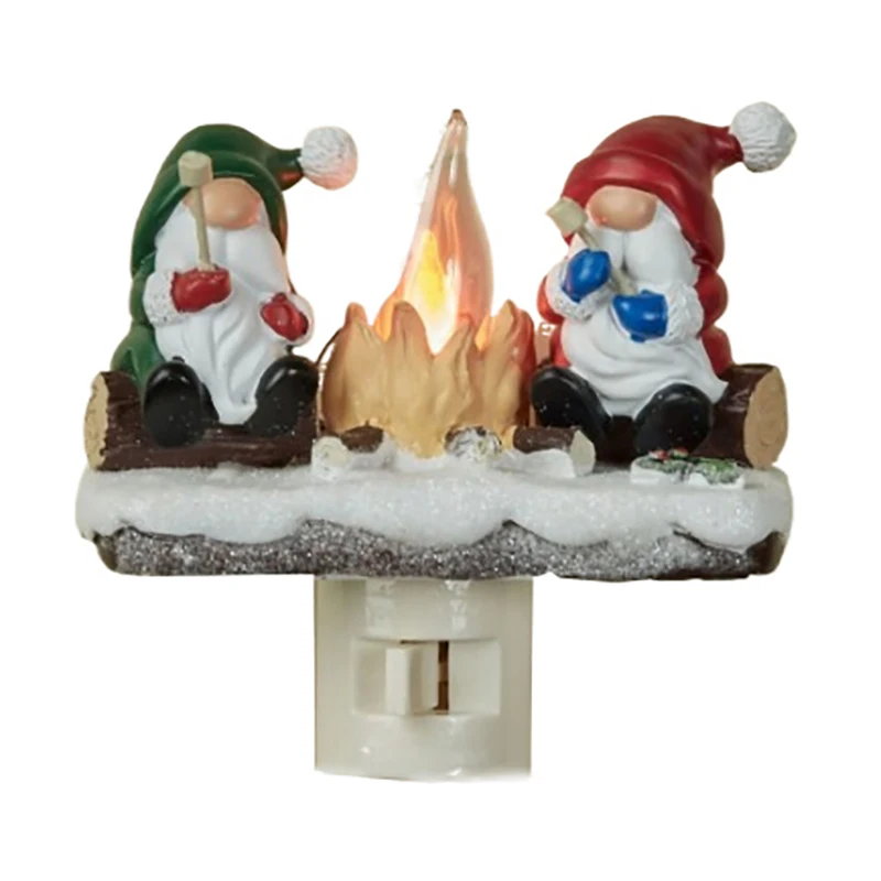 Santa Campfire Flickering Nightlight Flameless Candle Night Light Funny Led Small Faux Fire Night Lights Indoor Decorations