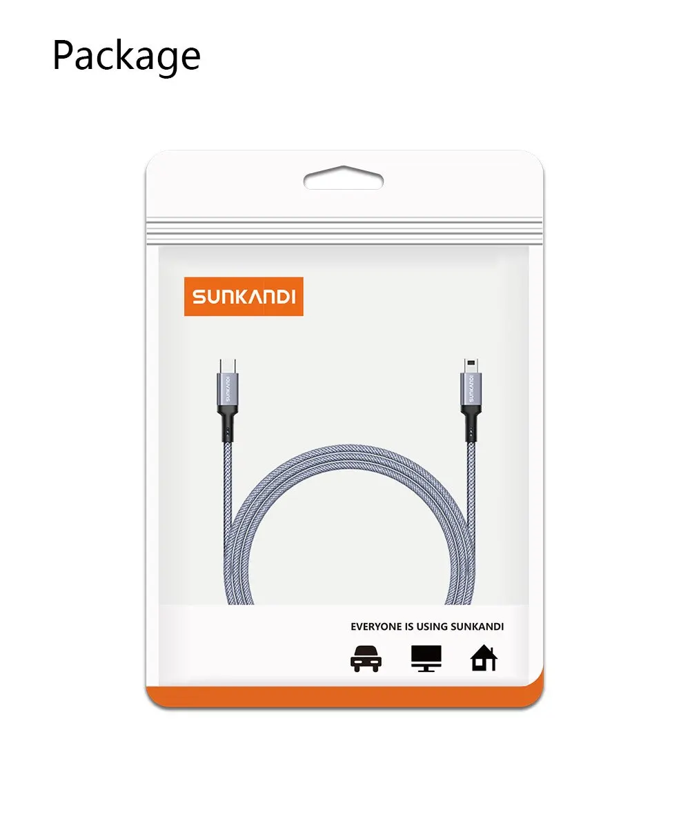 SUNKANDI Mini USB to USB C Cable, Mini USB to Type C for Digital Camera MP3 Player GPS Receiver and More Mini B Devices