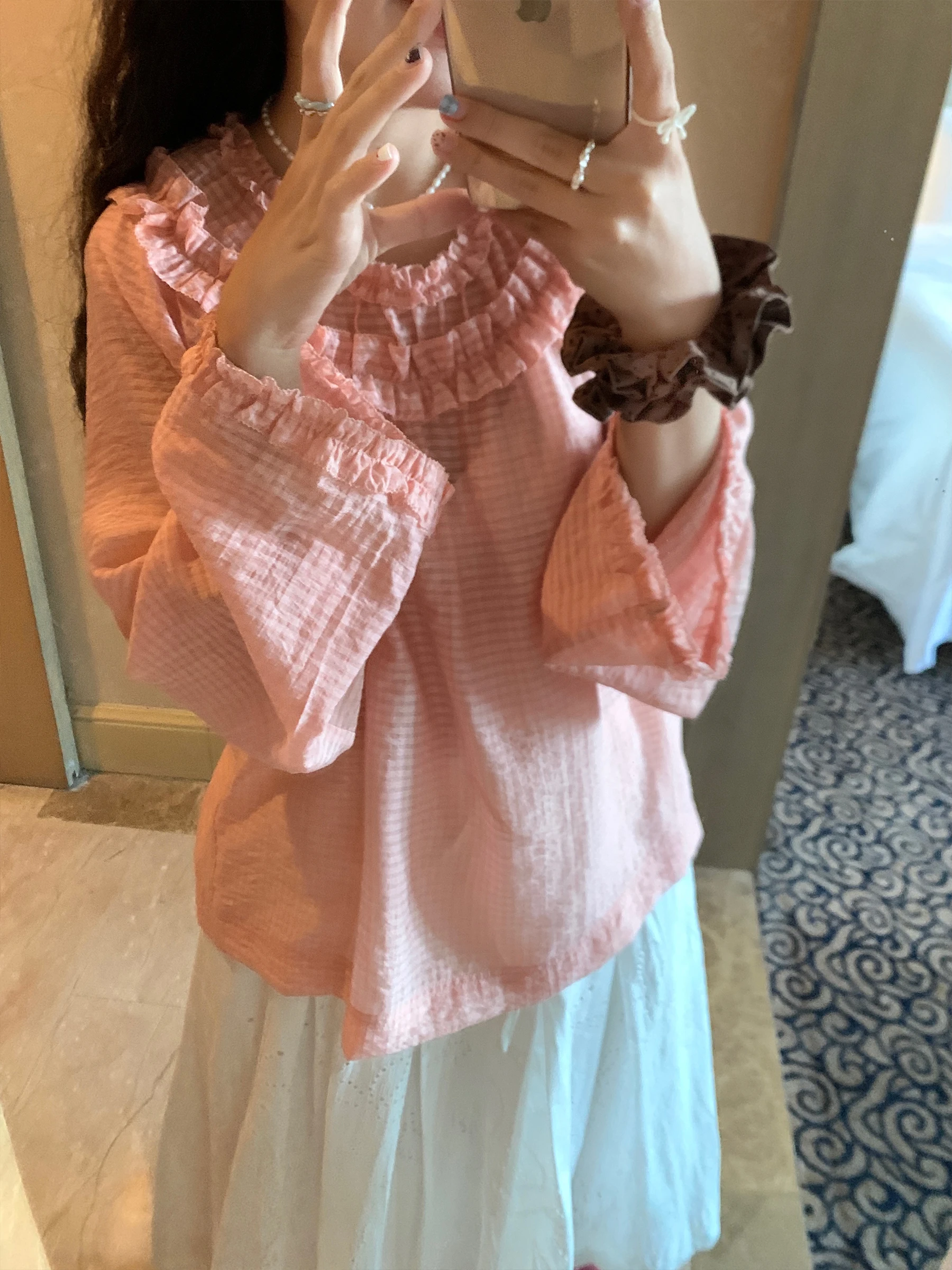 

Рубашка Coralline Soft Pink в японском стиле, легкая, дышащая, с деревянными элементами, с принтом Pickle Pock Spicy Sesame Seed, из плотной ткани, в стиле Lo...