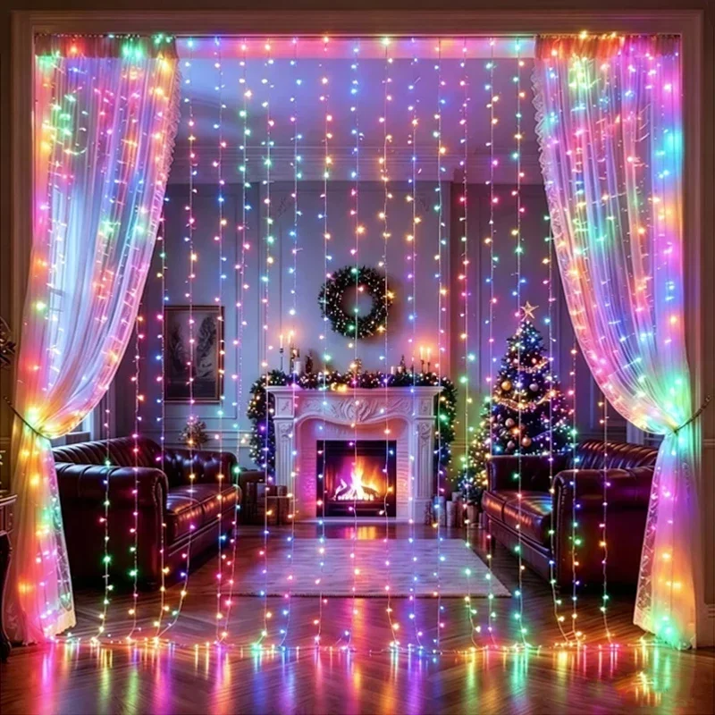 USB Plug Curtain String Lights 8 Modes Party LED Lights with Remote Control Bedroom Wedding Christmas Decoration Fairy Lights