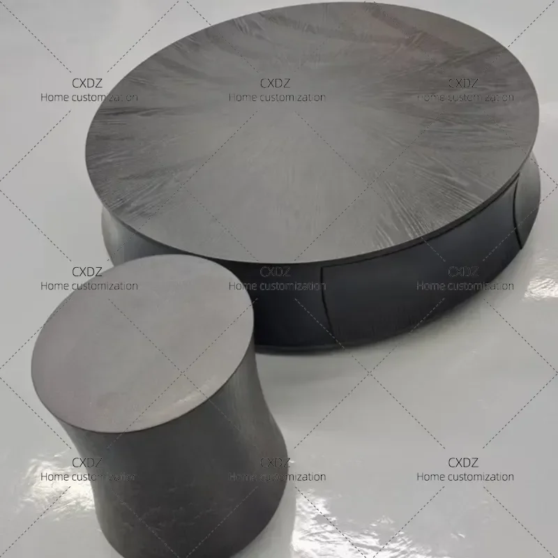 Minimalist Round Coffee Table Black Oak Modern Light Luxury Living Room Side Table Small Apartment Tea Table Combination