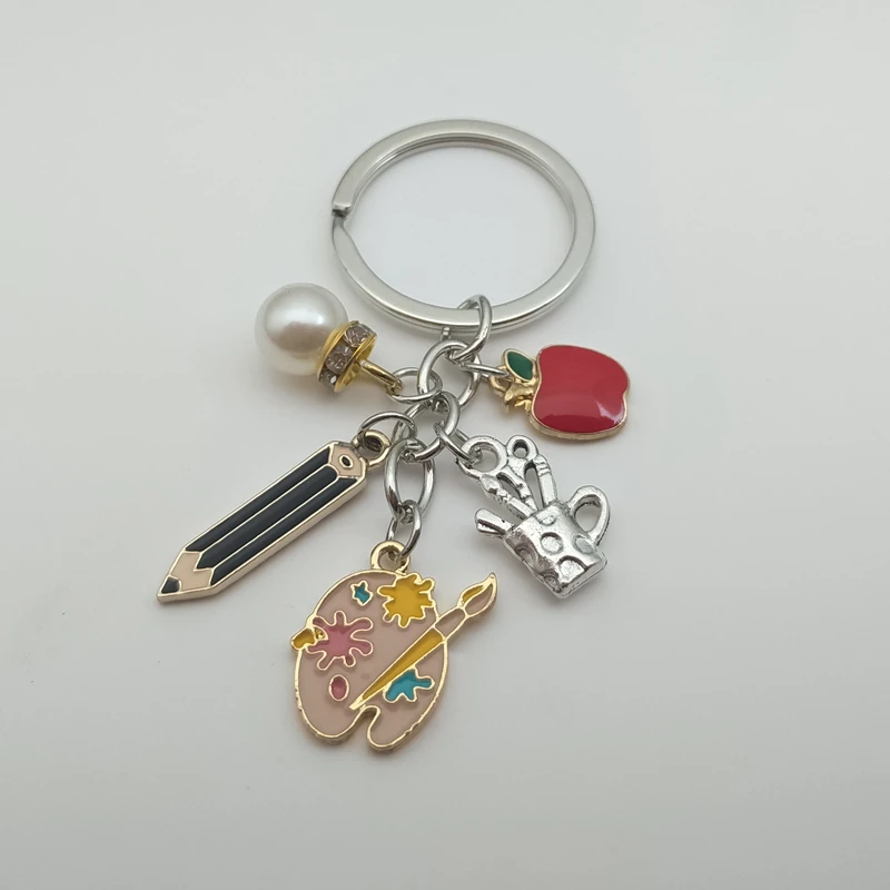 Брелок-эмалированный-Женский-брелок-с-жемчугом-яблоком-кольцо-для-ключей-подарок-на-День-учителя-ювелирные-изделия-ручной-работы