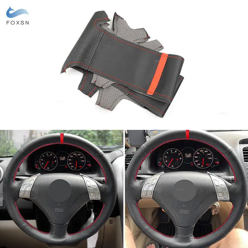 Para Honda Accord (Coupe) 7 Accord (Euro) 2003-2005 Acura TSX 2004-2008 (3 radios) protector para volante de coche de cuero perforado