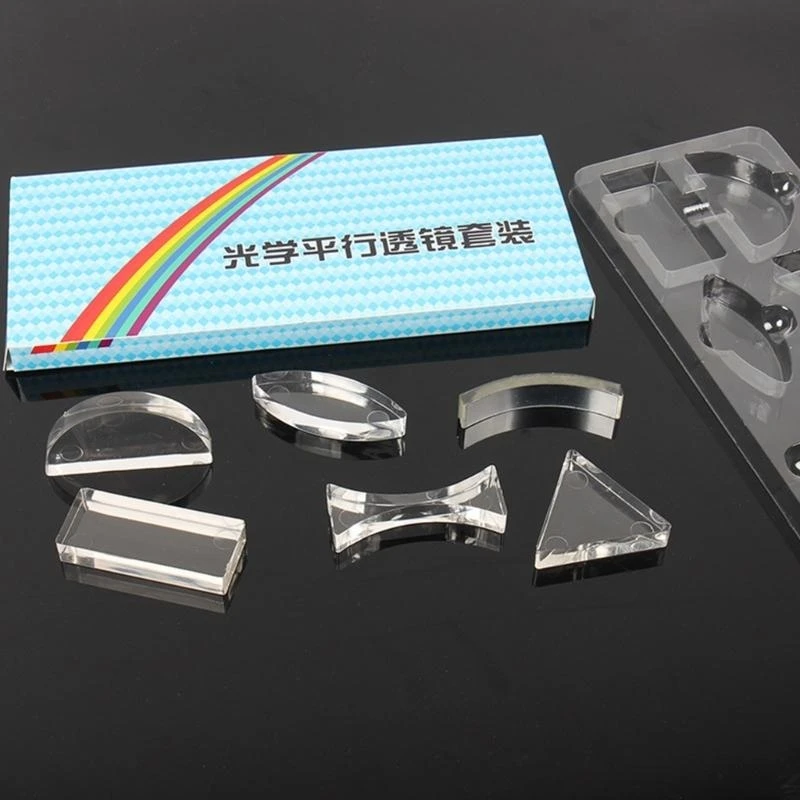  6Pcs Acrylic Optics Lens Set for Physics Teaching, Physics Optics Experiment Set