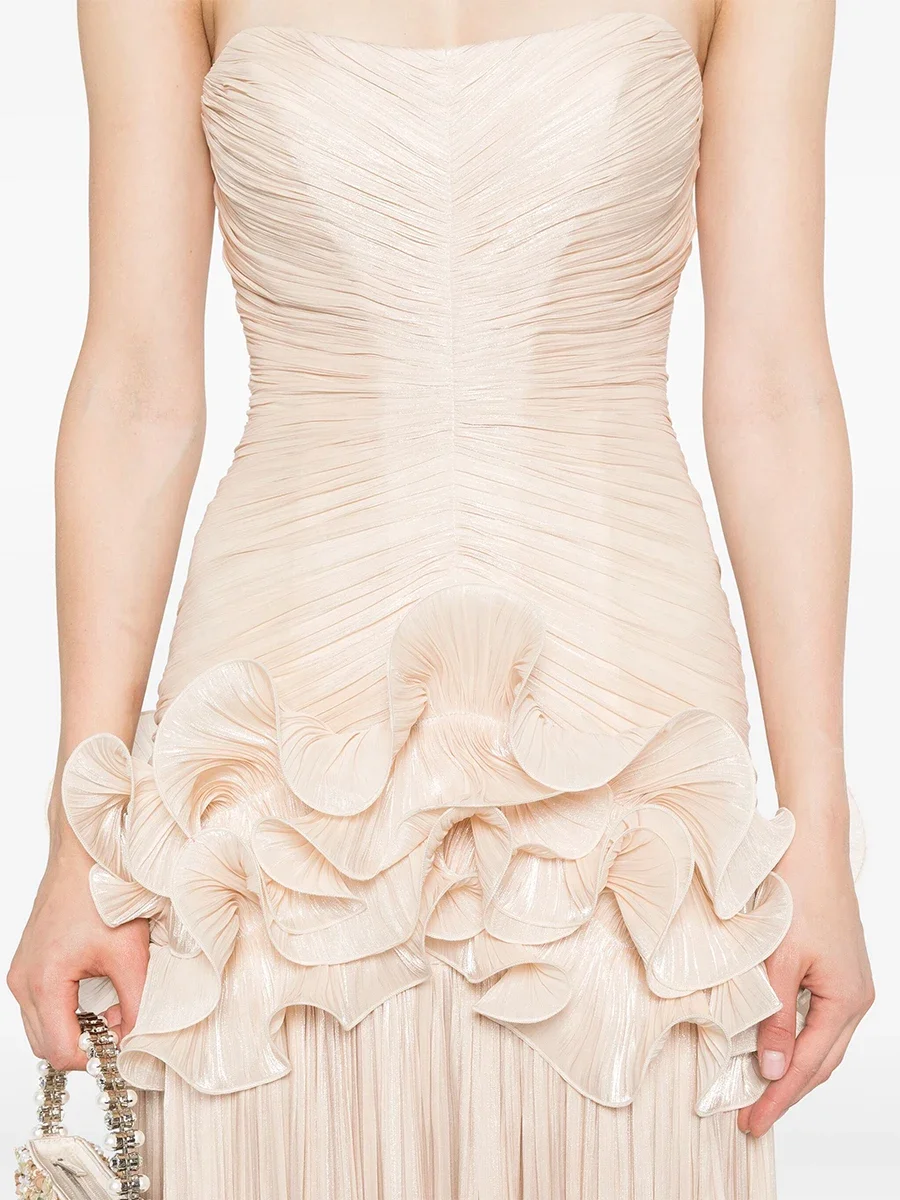 

Solid Spliced Folds Slimming Dresses For Women Slash Neck Sleeveless High Waist Temperament Dress Female Fashion