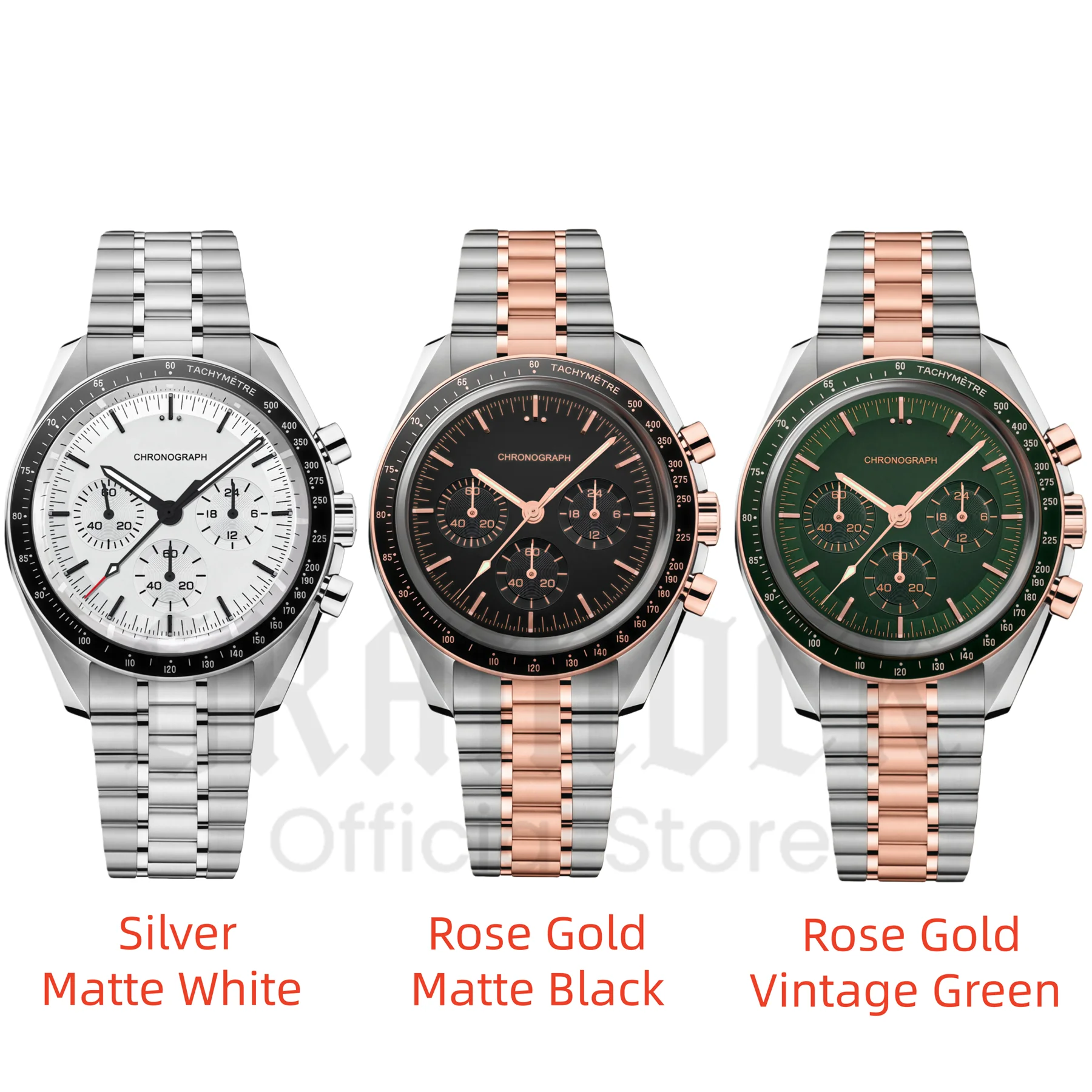 

Персонализированные часы-хронограф, мужские роскошные двухцветные кварцевые часы из розового золота VK63A для мужчин, стальной браслет со светящимся покрытием и стеклом