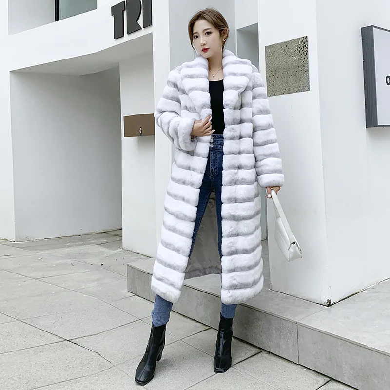 2024 Winter Coat Female Rex Rabbit Fur Coat For Women\'s Coat Casual Lady Clothes Female Fur Jacket Woman Clothing Ladies Coats