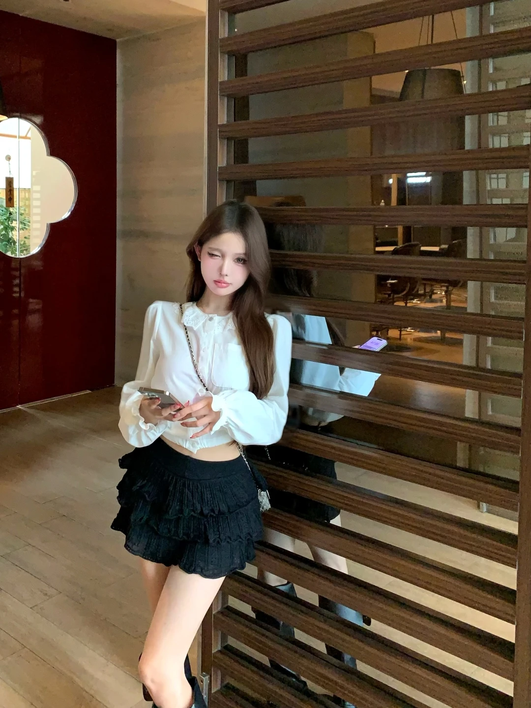 

Kumikumi White Lace Trim Shirt And High Waist Skirt Two Piece Set Women's Fashion Slimming Summer Outfit High Waist