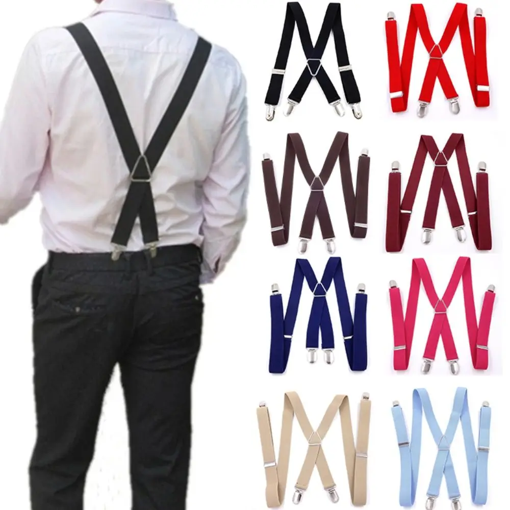 Tirantes Vintage ajustables para hombre y mujer, 4 Clips, 2,5 cm de ancho, cinturón para pantalones de fiesta de boda, x-black, nuevo