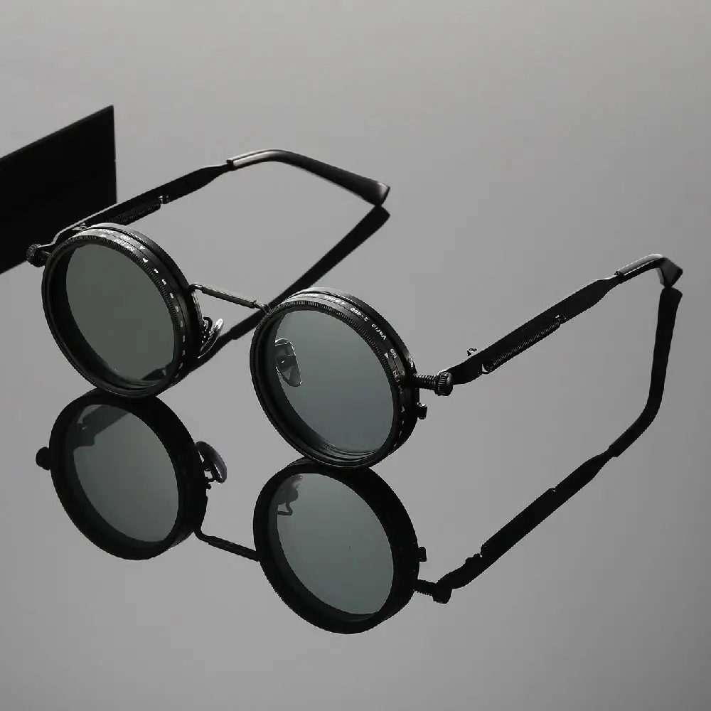 

Punk ND9 Anti-UV Sunglasses 9 Level Dimming Round Fishing Sunglasses Retro with Glasse Case Outdoor Eyewear Driving