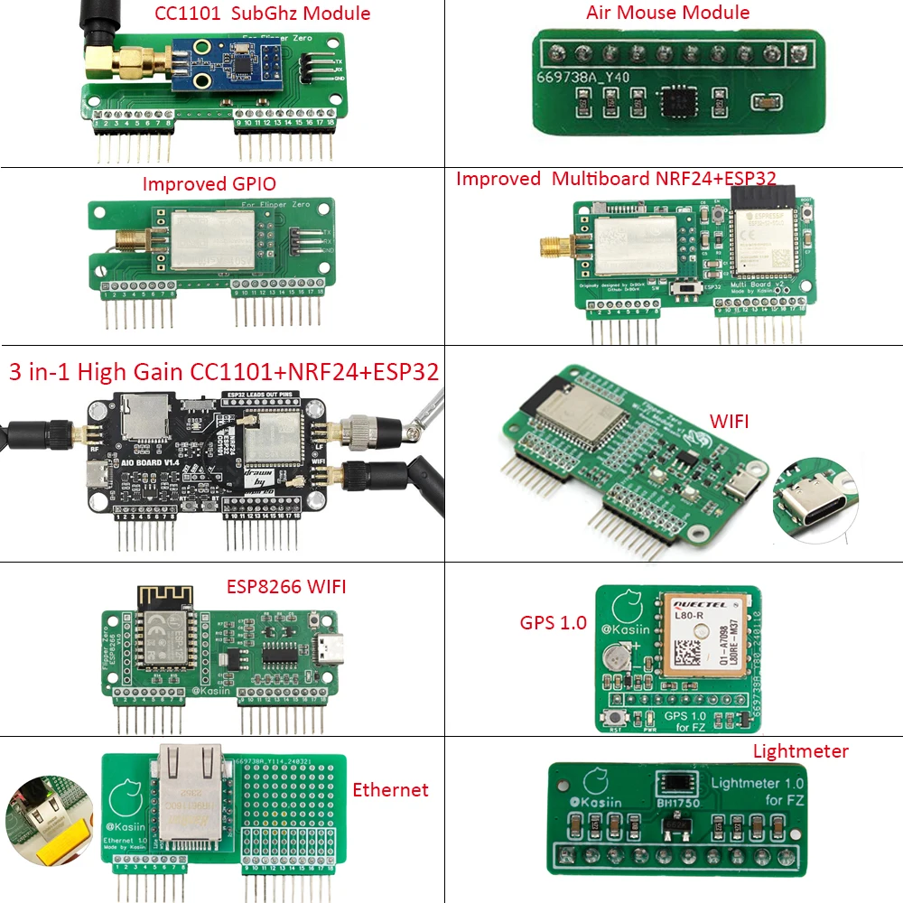 

Flipper Zero High Gain CC1101+NRF24+ESP32 3 in-1 WIFI Multifunctional Module/Improved GPIO/Ethernet/Lightmeter/ESP8266/Air Mouse