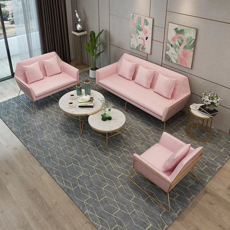 Sofá de tela para sala de estar, combinación de oficina, recepción, asiento de tarjeta de ocio, pequeño apartamento, hogar, sofá perezoso simple