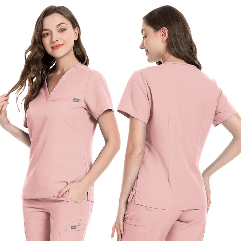 new-women's-high-quality-solid-color-lab-coat-uniform-set-workwear-for-confinement-center-caregivers-nurses-and-medical-staff
