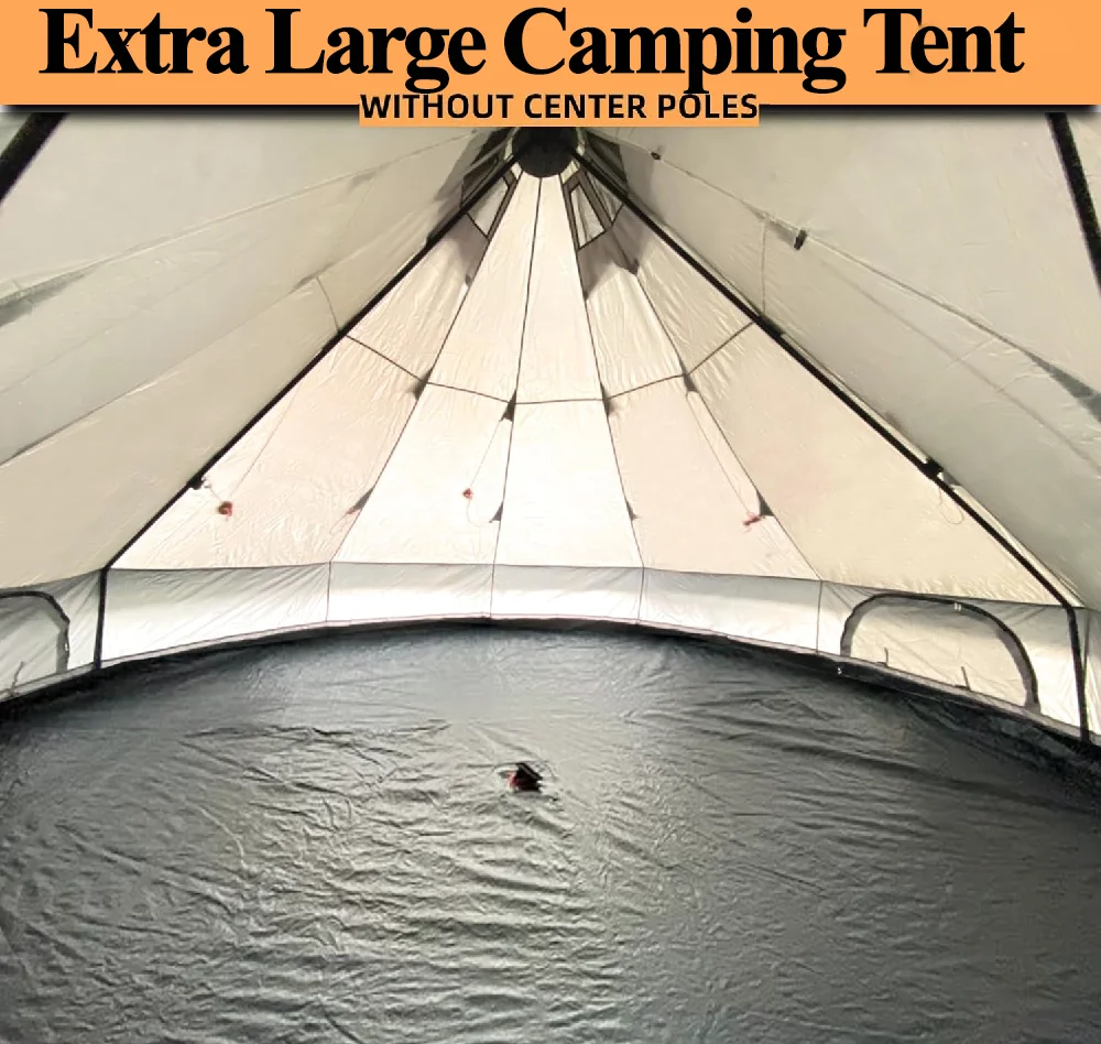 

STLF5m Outdoor Luxury Camping Tent, extra Large Oxford Yurt Tent, Family Bell Tent with Stove Socket Without Center Pole
