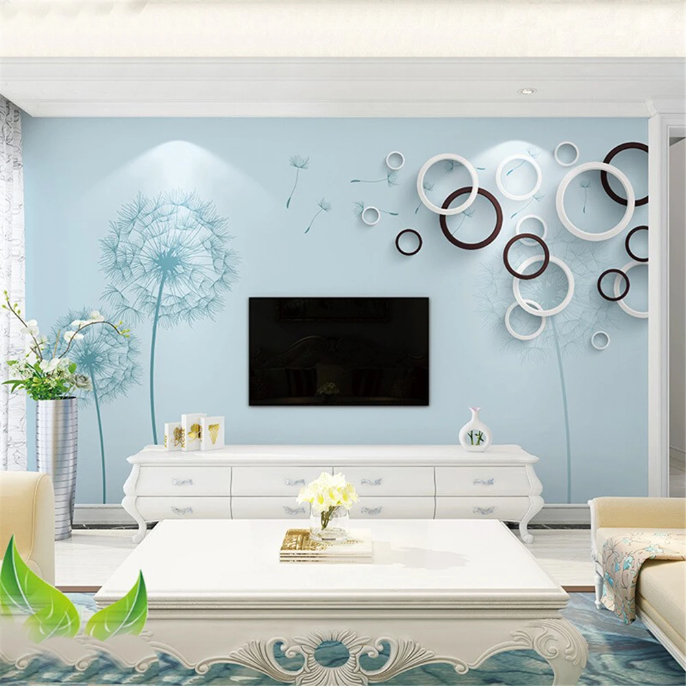 custom European Mural dandelion Wallpaper for Living Room Sofa Backdrop Bedroom wall art Wall paper home Decor 3D wall stickers