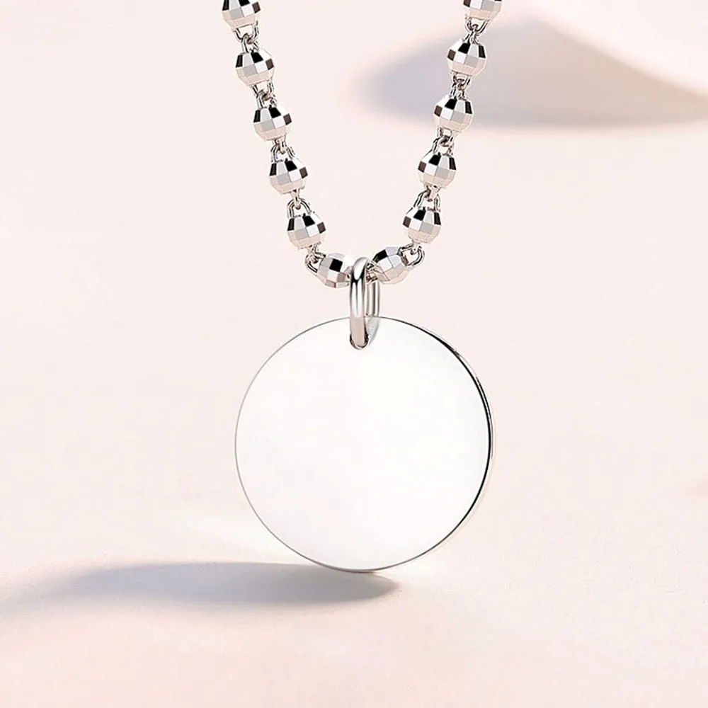 

Real Pure Platinum 950 Men Women Gift Lucky Simple Smooth Round Pendant 3.8-4g