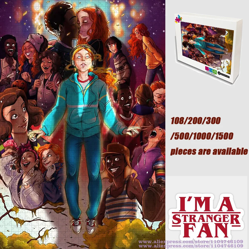 

Stranger Things Puzzle Jigsaw 108/200/300/500/1000/1500Pcs Intelligence Puzzles for Kids & Adults Puzzles Home Decoration