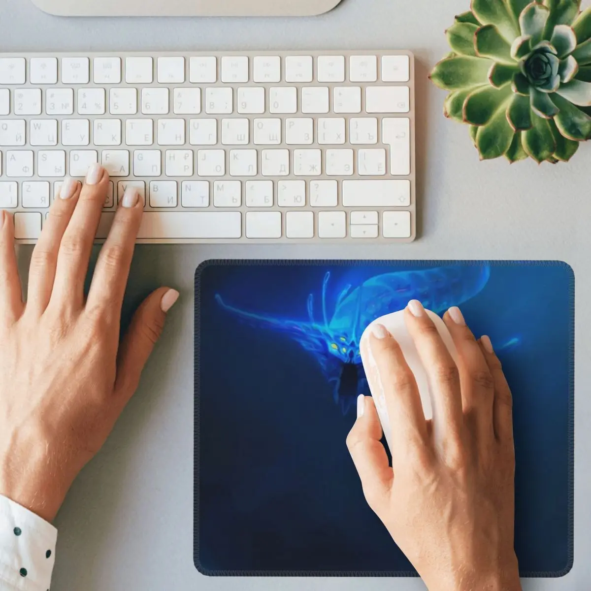 Subnautica- 고스트 레비아탄 포스터 마우스 패드 컴퓨터 키보드 마우스 매트 게임용 노트북 데스크 매트 사무용품 테이블 매트