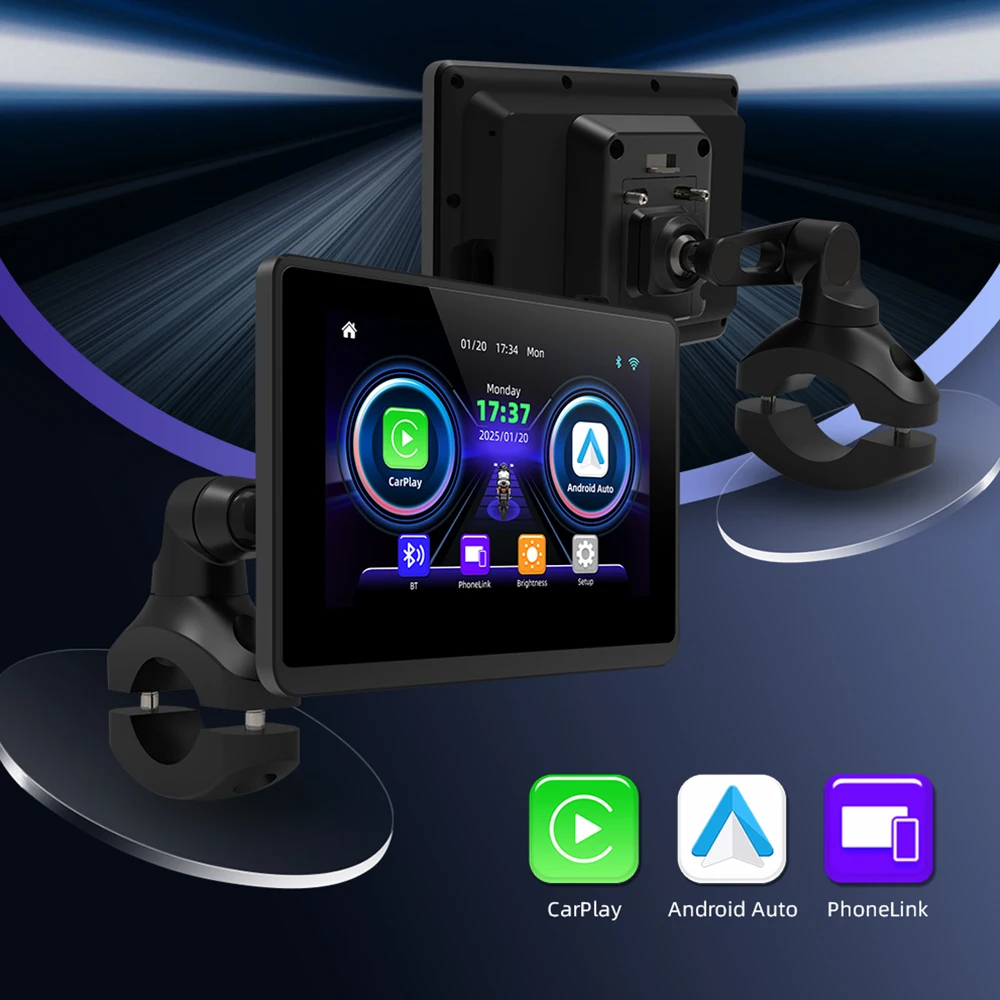 EKIY Wireless CarPlay Moto Android Auto 5 pollici portatile digitale cruscotto moto GPS schermo di visualizzazione navigazione moto