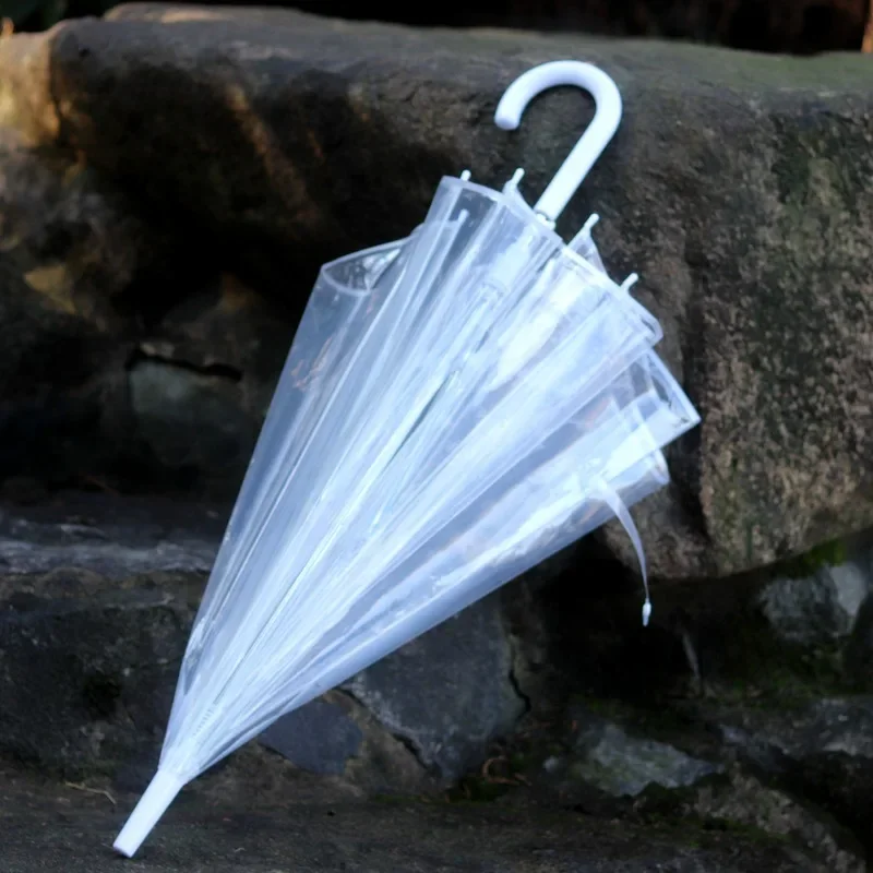 Romantischer Transparenter Hochzeitsschirm PVC Regenschirm mit Langem Griff Brautfotografie-Requisite Party-Gastgeschenke Großhandel – Detail 11