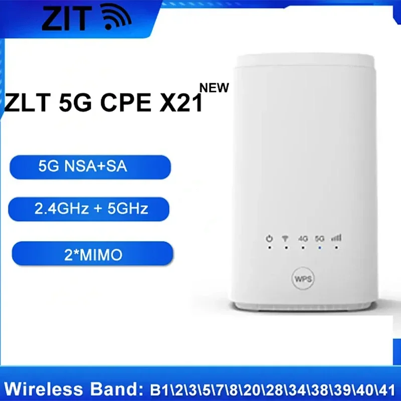 Unlock Zlt X21 5G Cpe Indoor Router Sub 6Ghz Nsa + Sa Mesh Wifi Repeater Extender Draadloze Router Met Simkaart Gigabit Router