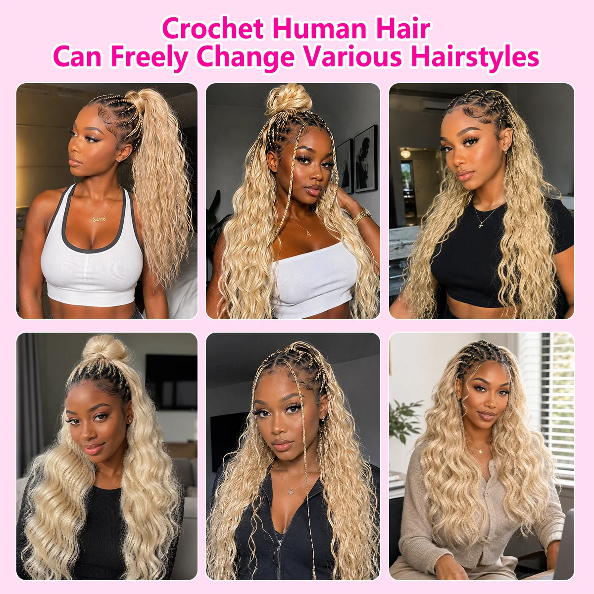 613 Blonde Body Wave Human Hair Pre-Separated Virgin Remy Crochet Hair for Boho Braids Invisible Knotless Braiding Hair Extensions for Black Women view 8