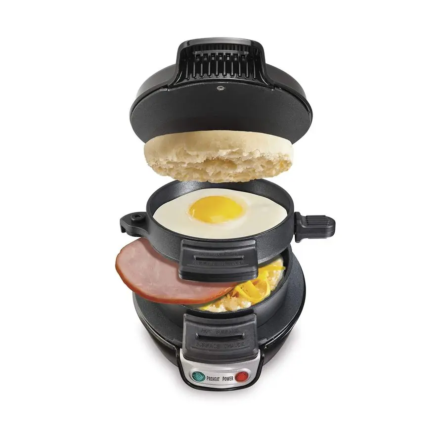 

Breakfast Sandwich Maker with Egg Cooker Ring, Customize Ingredients, Perfect for English Muffins, Croissants, Mini Waffles, Per